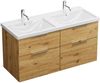 Burgbad EQIO Waschbecken mit Unterschrank 123 cm breit, Braun, Doppelwaschbecken Keramik Weiß, 4 Schubladen Bild 2