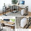 L-förmiger Schreibtisch mit neigbarer Tischplatte unterem Bücherregal & CPU-Ständer Zeichentisch Computertisch 170 x 150 x 75 cm Natur Bild 5