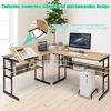L-förmiger Schreibtisch mit neigbarer Tischplatte unterem Bücherregal & CPU-Ständer Zeichentisch Computertisch 170 x 150 x 75 cm Natur Bild 2