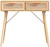 Konsolentisch, Beistelltisch, Konsole Braun 80x30x75 cm Massivholz Kiefer Natur-Rattan Bild 4