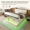 LVHOM Polsterbett 180x200cm mit LED und USB, Einzelbett mit Hydrauliksystem, Stauraumbett Samtstoff, Bettgestell Massiv, Boxspringbett, Beige Bild 3