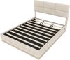LVHOM Polsterbett 180x200cm mit LED und USB, Einzelbett mit Hydrauliksystem, Stauraumbett Samtstoff, Bettgestell Massiv, Boxspringbett, Beige Bild 2