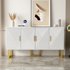 moderner, luxuriöser weißer Sideboard mit hochglänzenden strukturierten Türen und goldenen Griffen, 150 x 40 x 82 cm, Weiß Bild 2
