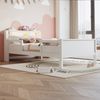 Merax Holzbett 90 x 200 cm, Kinderbett, Einzelbett, USB- und Tape-C-Kombi-Steckdose, kleine LED-Leuchte, Kopfteil mit Ablagefunktion, Multifunktionsbett, Kiefernholz, weiß Bild 3