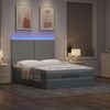 vidaXL Ottoman-Bett mit Matratze & LEDs Hellgrau 140x200 cm Stoff 3313927 Bild 3