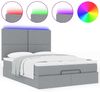 vidaXL Ottoman-Bett mit Matratze & LEDs Hellgrau 140x200 cm Stoff 3313927 Bild 5
