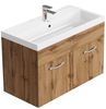 Badplaats Badmöbel Set mit Waschbecken und Unterschrank Paso 01 80 x 40 cm Eiche - Waschbeckenunterschrank mit Waschbecken Bild 3