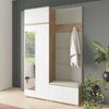 Garderoben-Set Aura Version 2: Kleiderschrank mit Polsterpaneelen, Schuhschrank Flur und Eingangsbereich (weiß/Artisan-Eiche /Trinity 01), 225 x 40 x 140 cm Bild 2