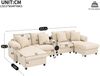 Merax U- und L-förmiges Sofa, mit Bluetooth-Lautsprecher und Konsole, Ecksofa mit Stauraum, kabellosem Laden, USB-Anschlüssen, Getränkehaltern und Kissen, Beige Bild 4