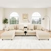 Merax U- und L-förmiges Sofa, mit Bluetooth-Lautsprecher und Konsole, Ecksofa mit Stauraum, kabellosem Laden, USB-Anschlüssen, Getränkehaltern und Kissen, Beige Bild 2