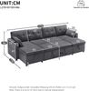 Schlafsofa U-Form Baumwoll-Leinen mit Stauraum & Getränkehaltern, 270x130x86 cm, grau Bild 3
