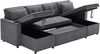 Schlafsofa U-Form Baumwoll-Leinen mit Stauraum & Getränkehaltern, 270x130x86 cm, grau Bild 5
