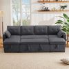 Schlafsofa U-Form Baumwoll-Leinen mit Stauraum & Getränkehaltern, 270x130x86 cm, grau Bild 2