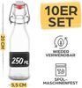 Praknu Trinkflasche 10er Set Glasflaschen 250ml Bügelverschluss Eckig - Bügelflaschen, Bügelverschluss Eckig - 10 Etiketten mit Stift und 10 Extra Dichtungen Bild 3