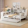 BlingBin Holzbett Multifunktionales Schlafsofa Funktionsbett Stauraumbett Einzelbett (Jugendbett Mit Schreibtisch Bücherregal Ablagefächern und Regalen, Mit Steckdose, 1-tlg, 90*200 cm, Ohne Matratze, Maximale Belastbarkeit: 120KG), Massivholzbett Mit ... Bild 3