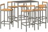 vidaXL 7-tlg. Gartenbar-Set Grau Poly Rattan & Massivholz Akazie 3187695 Bild 3
