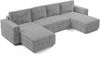 AX LIVING Aydin Sofa Wohnlandschaft mit Schlaffunktion U Form Hellgrau Bild 3