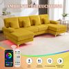 LVHOM U-Form Ecksofa mit Schlaffunktion & LED-Beleuchtung, Wohnzimmersofa mit USB-Anschluss, Cord Stoff Couch Sofa Bild 4
