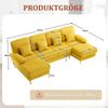 LVHOM U-Form Ecksofa mit Schlaffunktion & LED-Beleuchtung, Wohnzimmersofa mit USB-Anschluss, Cord Stoff Couch Sofa Bild 2