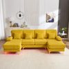 LVHOM U-Form Ecksofa mit Schlaffunktion & LED-Beleuchtung, Wohnzimmersofa mit USB-Anschluss, Cord Stoff Couch Sofa Bild 3