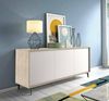 Dmora Kommode Aminda, Buffetschrank mit 3 Türen und 1 verstellbarem Regal, elegantes Wohnzimmer-Sideboard, TV-Schrank, 100 % Made in Italy, 184 x 45 x 77 cm, Weiß und Eiche Bild 2