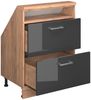 Küchenschrank für Dachschrägen R-Line Anthrazit Hochglanz 60 cm mit 2 Schubladen Vicco Bild 5