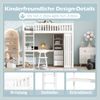 Hochbett 90x200 cm mit Schreibtisch, Kleiderschrank und 3 Schubladen, Kinderbett mit Stauraum, weißes Etagenbett mit Treppe und Geländer Bild 5