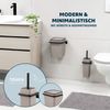 2tlg. Bad-Set SAVONA Softtouch inkl. Wandhalterung, Kosmetikeimer 6 Liter und WC-Garnitur, eckig - taupe Bild 2