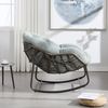 Flieks Rattan Schaukelstuhl mit Kissen, ergonomischer Egg Chair, gepolsterter Relaxsessel, Indoor & überdachter Außenbereich, Samt, Grün Bild 3