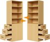 Flieks Hochschrank 180 cm, Bücherregal, schlankes Sideboard für Bücher, Büro, Schlafzimmer und Wohnzimmer, integrierten Schubladen, Naturholzfarbe Bild 5