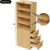 Flieks Hochschrank 180 cm, Bücherregal, schlankes Sideboard für Bücher, Büro, Schlafzimmer und Wohnzimmer, integrierten Schubladen, Naturholzfarbe Bild 4