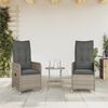 vidaXL Gartensessel mit Kissen 2 Stk. Verstellbar Grau Poly Rattan 365687 Bild 3