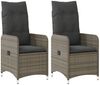 vidaXL Gartensessel mit Kissen 2 Stk. Verstellbar Grau Poly Rattan 365687 Bild 2