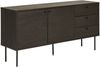 House Nordic Sideboard, 3 Schubladen, 2 Türen, Eichenfurnier, geräuchert, Beine aus schwarzem Metall, 150x40x74 cm Bild 2