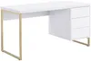 Vente-unique - TIMFIA Büromöbel Holz, Platte Weiß - B 60 cm x H 75 cm x L 140 cm Bild 2