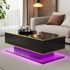 Couchtisch 100x50 cm Schwarz Hochglanz LED Beleuchtung goldene Streifen 3 Schubladen Wohnzimmer Tisch 50kg Bild 2