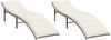 vidaXL Sonnenliegen 2 Stk. mit Auflagen Beige Poly Rattan 3277304 Bild 2