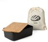 MiaMio Brotkasten Brotkasten Keramik mit Bambusdeckel Schwarz, Keramik Bild 4