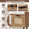 Boho Rattan Nachttisch Akzent-Beistelltisch mit Ablagefach Schrank & Metallbeinen Rustikaler Nachttisch Natur Bild 5