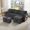 Schlafsofa 231×131,5×84 cm mit Schlaffunktion, Stauraum und USB/Typ-C Cordstoff Grau, modulare L‑Form Bild 5