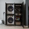 Roomart Waschmaschinenschrank- DORA-II- 130 cm breit – Waschmaschinen- & Trockner-Überbau mit Türen und Ausziehplatte, Bad & Waschküche • Schwarz-Eiche Bild 5