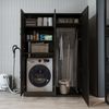 Roomart Waschmaschinenschrank- DORA-II- 130 cm breit – Waschmaschinen- & Trockner-Überbau mit Türen und Ausziehplatte, Bad & Waschküche • Schwarz-Eiche Bild 4