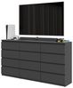 Furnica Kommode GABRIEL 8+4 Schubladen-Anthrazit Grau H92cm B180cm T33cm Bild 4