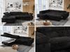 Ecksofa mit Bettfunktion, Modern Sofa, L-form, Einstellbare Kopfstützen, Bettkasten - PETER - Schwarz Plüsch - Topper T25 - links Bild 2