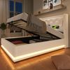 Polsterbett 90x200 cm mit LED-Beleuchtung & USB-Type-C, Stauraum-Bett mit gepolstertem Kopfteil,Weiß Bild 3