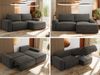 L-förmiges Ecksofa mit Armlehnen, Schlaffunktion und losen Kissen - BELLUNO - rechts - Dunkelgrau Velours Bild 2