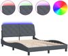 vidaXL Bettgestell mit LED ohne Matratze Dunkelgrau 140x200 cm Samt 3213856 Bild 2