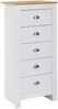 Sideboard 5 Schubladen 53x114x39cm Weiß Eiche Modern Wohnzimmer Bild 2