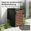 STEELSØN 'Kestra' Mülltonnenbox 1er 240 Liter, graphitschwarz mit Nußbaum-Holzoptik, Mülltonnenverkleidung aus Stahl, wetterfest, 116x80x69 cm, Müllbox für 1 Tonne Bild 3