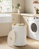 Songmics Wäschekorb mit Deckel, Wäschesammler rund, 95 L, vielseitig, herausnehmbarer Wäschesack, große Kapazität, für Waschküche, Schlafzimmer, Wohnzimmer, cremeweiß Bild 2